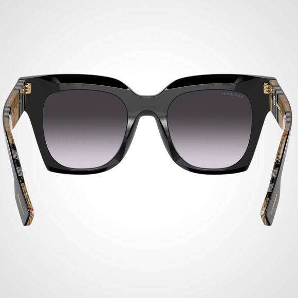 New Burberry Sunglasses Black Square Checkered Arms Womens 49mm BURBERRY - Picture 4 of 7